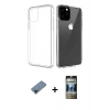 MARSİLYAN™- iPhone 11 Pro Max Kılıf Zirve Doku - Siyah 34D Hayalet Izgaralı Cam + Metal Kamera Lens Koruma Cam - MI