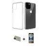 MARSİLYAN™- iPhone 11 Pro Max Kılıf Zirve Doku - Siyah 34D Hayalet Izgaralı Cam + Rainbow Kamera Lens Koruma Cam - YL