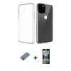 MARSİLYAN™- iPhone 11 Pro Max Kılıf Zirve Doku - Siyah 34D Hayalet Izgaralı Cam + Shine Kamera Lens Koruma Cam - SABE
