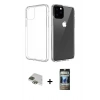 MARSİLYAN™- iPhone 11 Pro Max Kılıf Zirve Doku - Siyah 34D Hayalet Izgaralı Cam + Pers Alüminyum Kamera Lens - YL