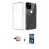 MARSİLYAN™- iPhone 11 Pro Max Kılıf Zirve Doku - Siyah 34D Izgaralı Cam + Kırmızı Pers Alüminyum Kamera Lens