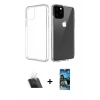 MARSİLYAN™- iPhone 11 Pro Max Kılıf Zirve Doku - Siyah 34D Izgaralı Cam + Şeffaf Kamera Lens Koruma Cam