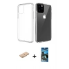 MARSİLYAN™- iPhone 11 Pro Max Kılıf Zirve Doku - Siyah 34D Izgaralı Cam + Renkli Kamera Lens Koruma Cam - TU