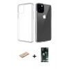 MARSİLYAN™- iPhone 11 Pro Max Kılıf Zirve Doku - Siyah 360 Mat Full Body Arka Koruyucu + Renkli Kamera Lens Koruma Cam - SI