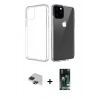 MARSİLYAN™- iPhone 11 Pro Max Kılıf Zirve Doku - Siyah 360 Mat Full Body Arka Koruyucu + Pers Alüminyum Kamera Lens - SH