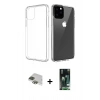 MARSİLYAN™- iPhone 11 Pro Max Kılıf Zirve Doku - Siyah 360 Mat Full Body Arka Koruyucu + Pers Alüminyum Kamera Lens - YL
