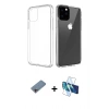 MARSİLYAN™- iPhone 11 Pro Max Kılıf Zirve Doku - Siyah 3D Antistatik Cam Ekran Koruyucu + Shine Kamera Lens Koruma Cam - PE
