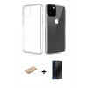 MARSİLYAN™- iPhone 11 Pro Max Kılıf Zirve Doku - Siyah 3D Antistatik Hayalet Cam Ekran Koruyucu + Renkli Kamera Lens Koruma Cam - TU