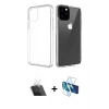 MARSİLYAN™- iPhone 11 Pro Max Kılıf Zirve Doku - Siyah 3D Antistatik Seramik Nano Ekran Koruyucu + Kamera Lens Koruma Cam - SF