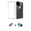 MARSİLYAN™- iPhone 11 Pro Max Kılıf Zirve Doku - Siyah 3D Antistatik Seramik Nano Ekran Koruyucu + Metal Kamera Lens Koruma Cam - SH