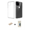 MARSİLYAN™- iPhone 11 Pro Max Kılıf Zirve Doku - Siyah 6D Mat Seramik Hayalet Nano Ekran Koruyucu + Renkli Kamera Lens Koruma Cam - MI