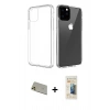 MARSİLYAN™- iPhone 11 Pro Max Kılıf Zirve Doku - Siyah 6D Mat Seramik Hayalet Nano Ekran Koruyucu + Rainbow Kamera Lens Koruma Cam - GD