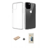 MARSİLYAN™- iPhone 11 Pro Max Kılıf Zirve Doku - Siyah 6D Mat Seramik Hayalet Nano Ekran Koruyucu + Turuncu Renkli Kamera Lens Koruma Cam