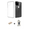 MARSİLYAN™- iPhone 11 Pro Max Kılıf Zirve Doku - Siyah Bilvis Hayalet Cam Ekran Koruyucu + Renkli Kamera Lens Koruma Cam - SI