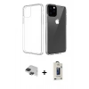MARSİLYAN™- iPhone 11 Pro Max Kılıf Zirve Doku - Siyah Bilvis Hayalet Cam Ekran Koruyucu + Pers Alüminyum Kamera Lens - SH