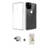 MARSİLYAN™- iPhone 11 Pro Max Kılıf Zirve Doku - Siyah Mat Seramik Nano Ekran Koruyucu + Pers Alüminyum Kamera Lens - SH