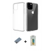 MARSİLYAN™- iPhone 11 Pro Max Kılıf Zirve Doku - Siyah Polymer Nano Ekran Koruyucu + Metal Kamera Lens Koruma Cam - MR