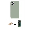 MARSİLYAN™- iPhone 11 Pro Max Kılıf Zirve Modern Özel Seri - Şeffaf 360 Full Body Arka Koruyucu + Renkli Kamera Lens Koruma Cam - TU