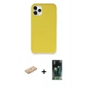 MARSİLYAN™- iPhone 11 Pro Max Kılıf Zirve Modern Özel Seri - Şeffaf 360 Full Body Arka Koruyucu + Renkli Kamera Lens Koruma Cam - TU