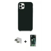 MARSİLYAN™- iPhone 11 Pro Max Kılıf Zirve Modern Özel Seri - Şeffaf 360 Full Body Arka Koruyucu + Yeşil Pers Alüminyum Kamera Lens