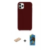 MARSİLYAN™- iPhone 11 Pro Max Kılıf Zirve Modern Özel Seri - Siyah 18D Cam Ekran Koruyucu + Renkli Kamera Lens Koruma Cam - TU