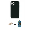 MARSİLYAN™- iPhone 11 Pro Max Kılıf Zirve Modern Özel Seri - Siyah 18D Cam Ekran Koruyucu + Renkli Kamera Lens Koruma Cam - SI