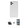 MARSİLYAN™- iPhone 11 Pro Max Kılıf Zirve Modern Özel Seri - Siyah 34D Hayalet Izgaralı Cam + Kamera Lens Koruma Cam - SF