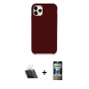 MARSİLYAN™- iPhone 11 Pro Max Kılıf Zirve Modern Özel Seri - Siyah 34D Hayalet Izgaralı Cam + Kamera Lens Koruma Cam - SF