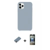 MARSİLYAN™- iPhone 11 Pro Max Kılıf Zirve Modern Özel Seri - Siyah 34D Hayalet Izgaralı Cam + Metal Kamera Lens Koruma Cam - AKYL