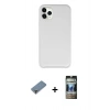 MARSİLYAN™- iPhone 11 Pro Max Kılıf Zirve Modern Özel Seri - Siyah 34D Hayalet Izgaralı Cam + Metal Kamera Lens Koruma Cam - MR