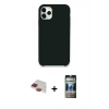 MARSİLYAN™- iPhone 11 Pro Max Kılıf Zirve Modern Özel Seri - Siyah 34D Hayalet Izgaralı Cam + Pers Alüminyum Kamera Lens - KI