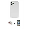 MARSİLYAN™- iPhone 11 Pro Max Kılıf Zirve Modern Özel Seri - Siyah 34D Hayalet Izgaralı Cam + Pers Alüminyum Kamera Lens - KI