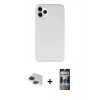 MARSİLYAN™- iPhone 11 Pro Max Kılıf Zirve Modern Özel Seri - Siyah 34D Hayalet Izgaralı Cam + Pers Alüminyum Kamera Lens - SH