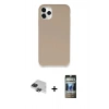 MARSİLYAN™- iPhone 11 Pro Max Kılıf Zirve Modern Özel Seri - Siyah 34D Hayalet Izgaralı Cam + Pers Alüminyum Kamera Lens - SH