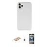 MARSİLYAN™- iPhone 11 Pro Max Kılıf Zirve Modern Özel Seri - Siyah 34D Hayalet Izgaralı Cam + Renkli Kamera Lens Koruma Cam - TU