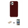 MARSİLYAN™- iPhone 11 Pro Max Kılıf Zirve Modern Özel Seri - Siyah 34D Hayalet Izgaralı Cam + Renkli Kamera Lens Koruma Cam - SI