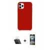 MARSİLYAN™- iPhone 11 Pro Max Kılıf Zirve Modern Özel Seri - Siyah 34D Hayalet Izgaralı Cam + Kamera Lens Koruma Cam - SF