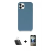 MARSİLYAN™- iPhone 11 Pro Max Kılıf Zirve Modern Özel Seri - Siyah 34D Hayalet Izgaralı Cam + Kamera Lens Koruma Cam - SF