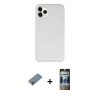 MARSİLYAN™- iPhone 11 Pro Max Kılıf Zirve Modern Özel Seri - Siyah 34D Hayalet Izgaralı Cam + Shine Kamera Lens Koruma Cam - SABE