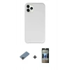 MARSİLYAN™- iPhone 11 Pro Max Kılıf Zirve Modern Özel Seri - Siyah 34D Hayalet Izgaralı Cam + Shine Kamera Lens Koruma Cam - SH