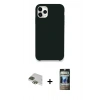 MARSİLYAN™- iPhone 11 Pro Max Kılıf Zirve Modern Özel Seri - Siyah 34D Hayalet Izgaralı Cam + Pers Alüminyum Kamera Lens - YL