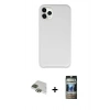 MARSİLYAN™- iPhone 11 Pro Max Kılıf Zirve Modern Özel Seri - Siyah 34D Hayalet Izgaralı Cam + Pers Alüminyum Kamera Lens - YL