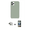 MARSİLYAN™- iPhone 11 Pro Max Kılıf Zirve Modern Özel Seri - Siyah 34D Hayalet Izgaralı Cam + Pers Alüminyum Kamera Lens - YL