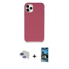 MARSİLYAN™- iPhone 11 Pro Max Kılıf Zirve Modern Özel Seri - Siyah 34D Izgaralı Cam + Lacivert Pers Alüminyum Kamera Lens