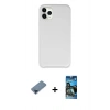 MARSİLYAN™- iPhone 11 Pro Max Kılıf Zirve Modern Özel Seri - Siyah 34D Izgaralı Cam + Metal Kamera Lens Koruma Cam - MI
