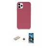MARSİLYAN™- iPhone 11 Pro Max Kılıf Zirve Modern Özel Seri - Siyah 34D Izgaralı Cam + Renkli Kamera Lens Koruma Cam - YL