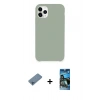 MARSİLYAN™- iPhone 11 Pro Max Kılıf Zirve Modern Özel Seri - Siyah 34D Izgaralı Cam + Shine Kamera Lens Koruma Cam - MI