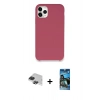 MARSİLYAN™- iPhone 11 Pro Max Kılıf Zirve Modern Özel Seri - Siyah 34D Izgaralı Cam + Siyah Pers Alüminyum Kamera Lens