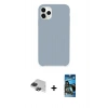 MARSİLYAN™- iPhone 11 Pro Max Kılıf Zirve Modern Özel Seri - Siyah 34D Izgaralı Cam + Siyah Pers Alüminyum Kamera Lens