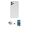 MARSİLYAN™- iPhone 11 Pro Max Kılıf Zirve Modern Özel Seri - Siyah 34D Izgaralı Cam + Siyah Pers Alüminyum Kamera Lens
